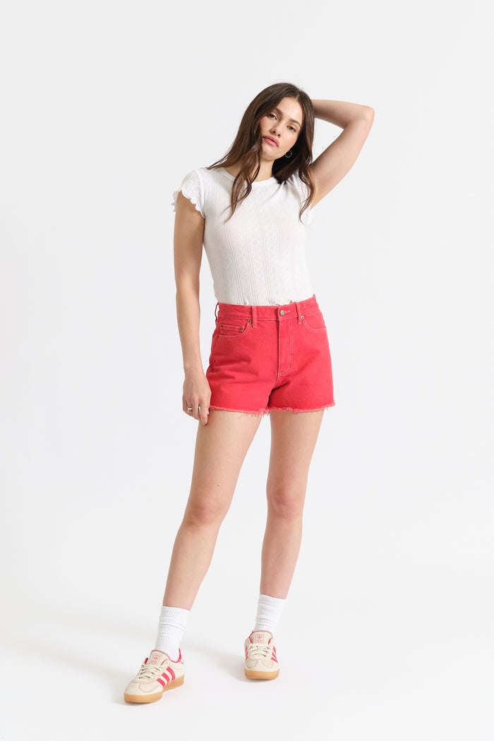 Troublemaker High Rise Short in Chili Pepper