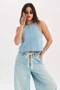 Tulip Halter Top in Coastal Haze