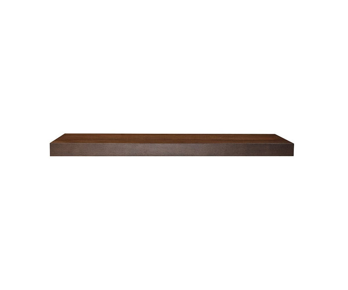 The Ulin 36″ Shelf, a single modern floating shelf with a dark brown finish, is shown against a plain white background.