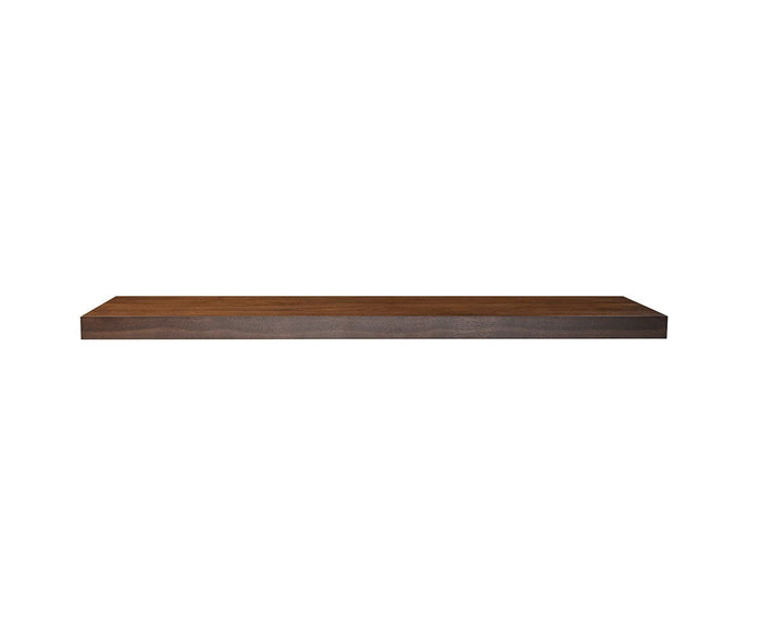 The Ulin 48″ Shelf is a simple, rectangular modern floating shelf with a dark brown finish, photographed against a plain white background.