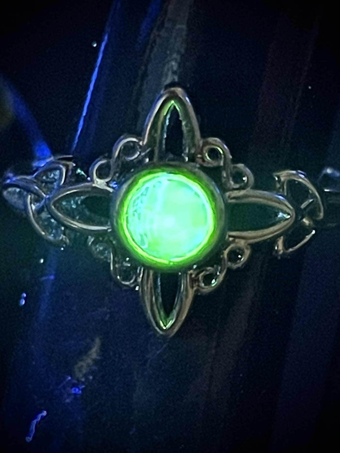 Uranium Glass (Faceted) Ring (Size 7) | Star Shape | Handmade Cut Gem | UV Glowing