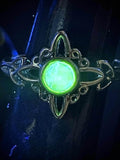 Uranium Glass (Faceted) Ring (Size 7) | Star Shape | Handmade Cut Gem | UV Glowing
