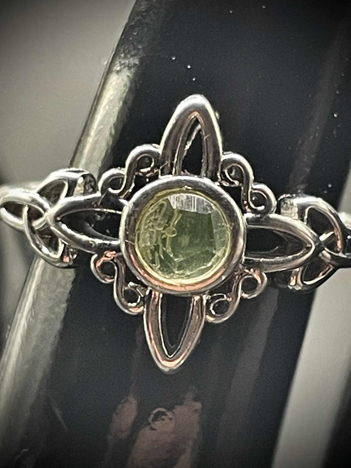 Uranium Glass (Faceted) Ring (Size 7) | Star Shape | Handmade Cut Gem | UV Glowing