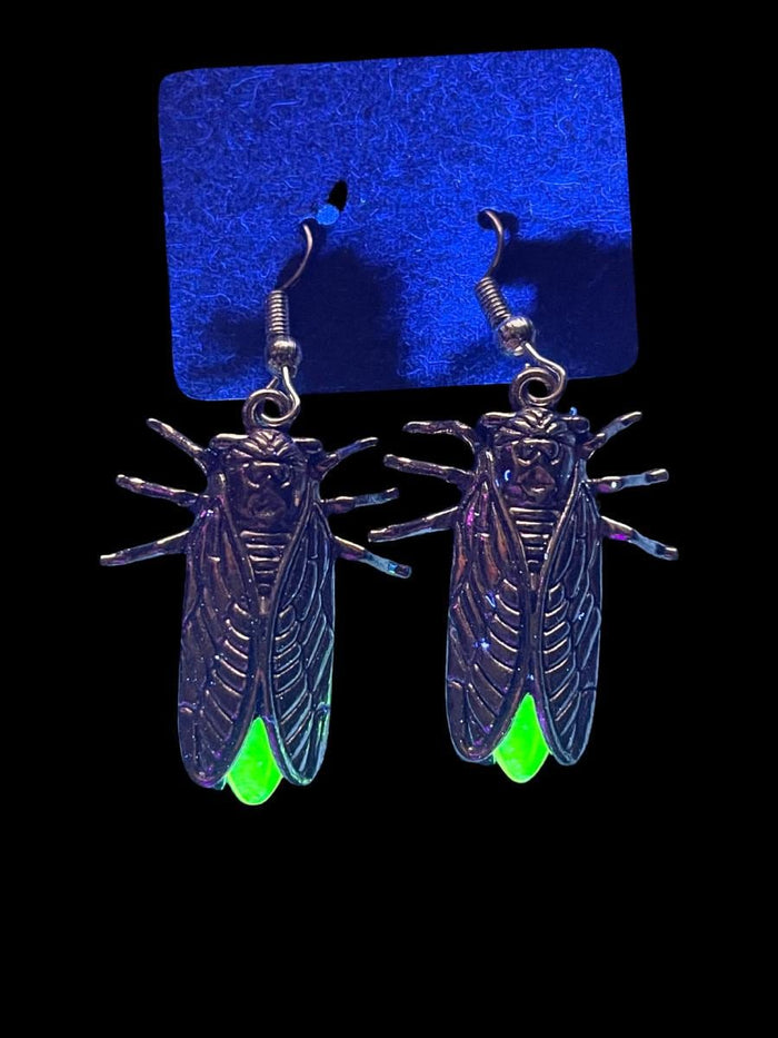 Uranium Glass (Firefly) Earrings | UV Glowing Bug Jewelry | One Pair