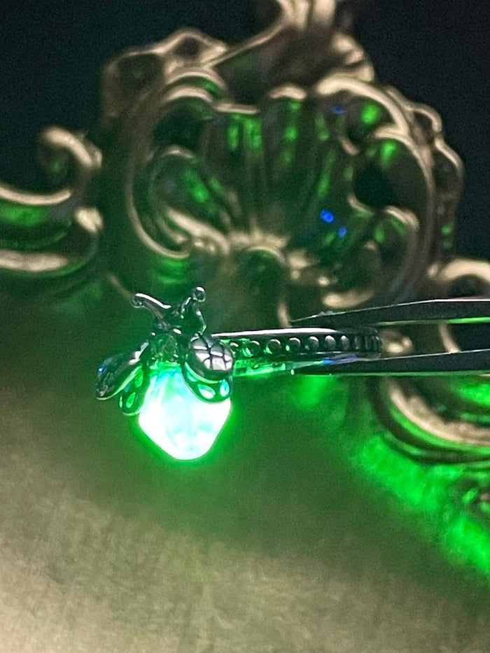 Uranium Glass (Firefly) Ring | Metallic Bug Jewelry | UV Glowing Insect