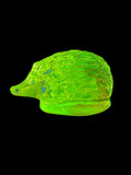 Uranium Glass (Hedgehog) Figurine | UV Glowing Vaseline Animal Statue