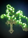Uranium Glass (Moth) Rosary Necklace | Death's-head Hawk-moth | UV Glow | 59 Beads