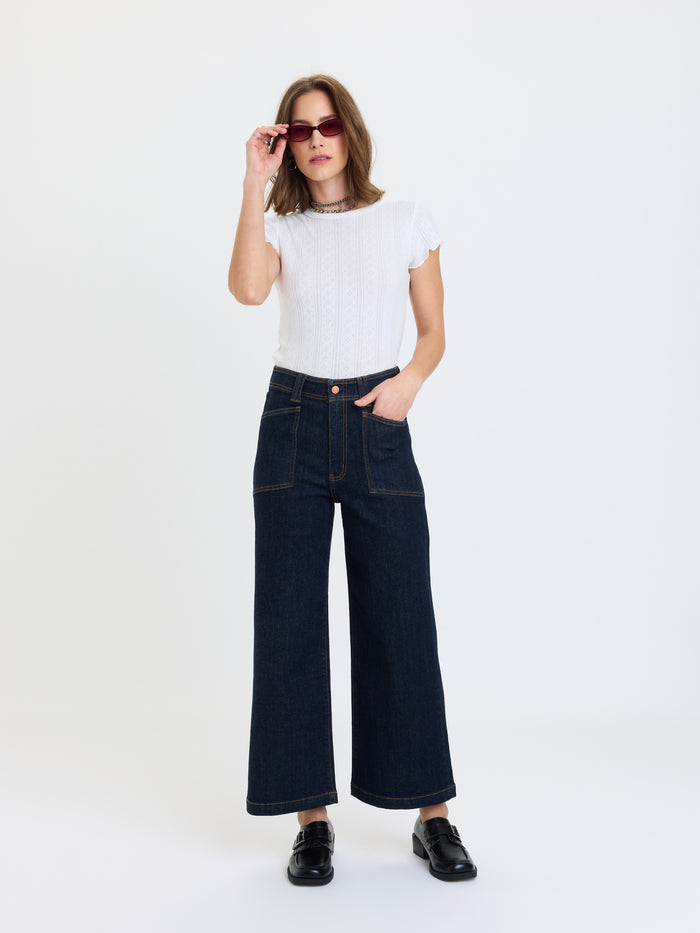 Valley Girl Wide Leg Ankle in Rinse
