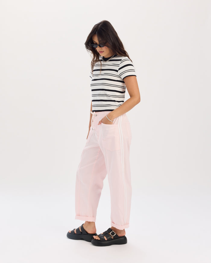 Villa Drawstring Barrel Pant in Petal