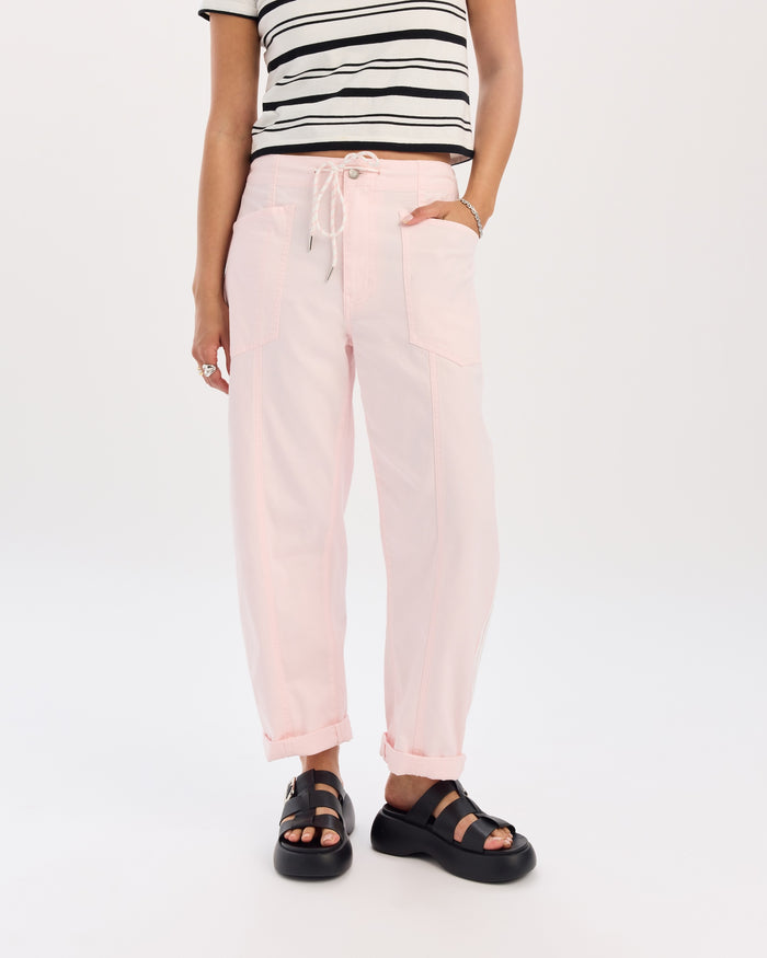 Villa Drawstring Barrel Pant in Petal