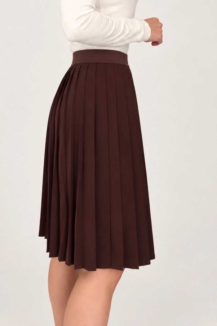 Wide Pleat Court Skirt - Fudge