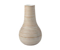 Introducing the Winifred Bulb Vase, a handcrafted ceramic piece in white with a narrow neck and wide base, featuring elegant horizontal stripes that beautifully complement sustainably sourced décor.