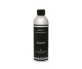 A silver bottle labeled Wood Oil with a black cap and black label, used for finishing and protecting hardwood furniture as part of regular furniture maintenance.