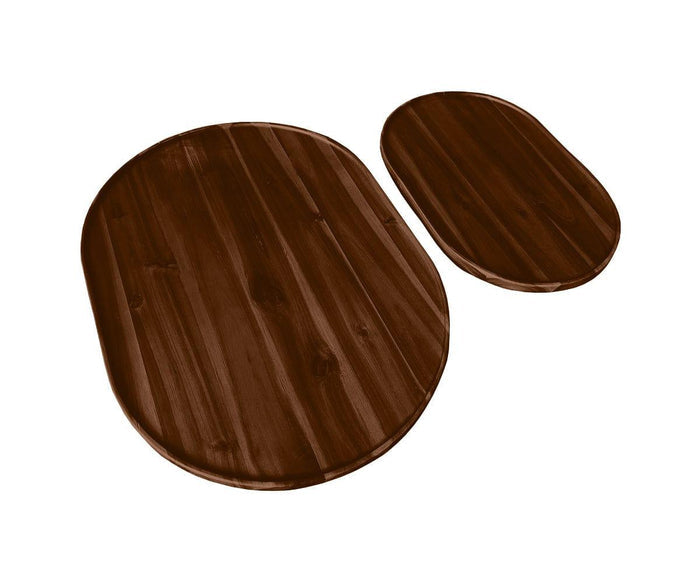 Two oval-shaped, dark brown Wooden Serving Trays are placed side by side on a white background, perfect for use as food-safe trays for charcuterie or appetizers.
