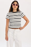 Zuma Crew Neck Tee in Onyx Stripe
