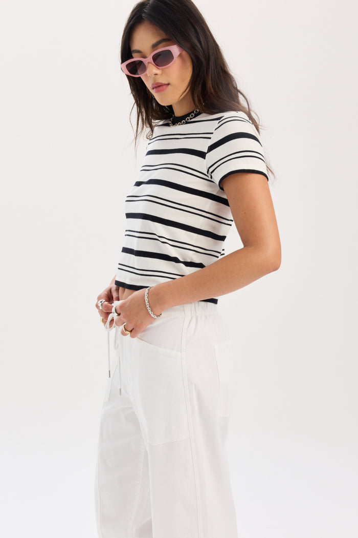 Zuma Crew Neck Tee in Onyx Stripe