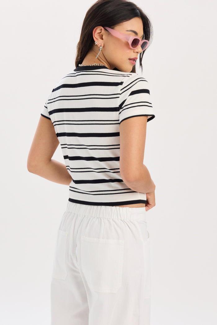 Zuma Crew Neck Tee in Onyx Stripe
